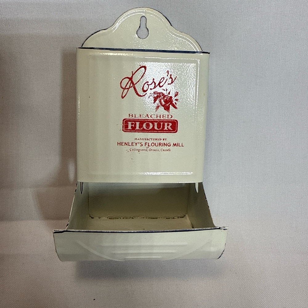 Vintage Enamel Match Holder | Rose’s Bleached Flour | Farmhouse Decor